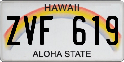 HI license plate ZVF619