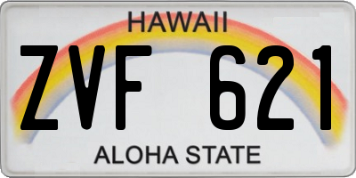 HI license plate ZVF621