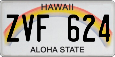 HI license plate ZVF624