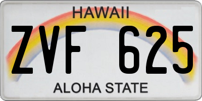 HI license plate ZVF625