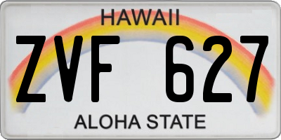 HI license plate ZVF627