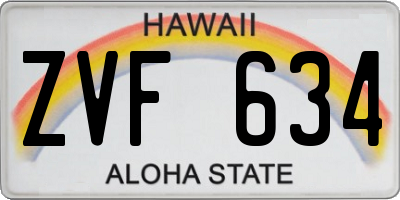HI license plate ZVF634