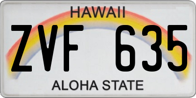 HI license plate ZVF635