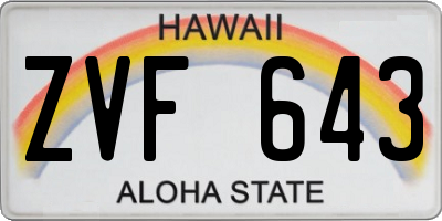 HI license plate ZVF643