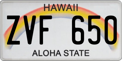HI license plate ZVF650