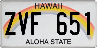 HI license plate ZVF651
