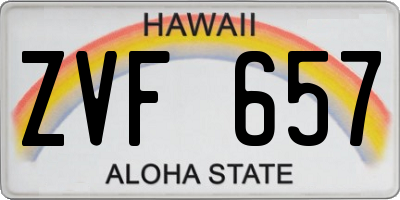 HI license plate ZVF657