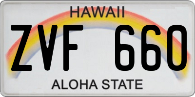 HI license plate ZVF660