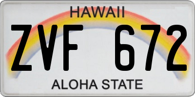HI license plate ZVF672