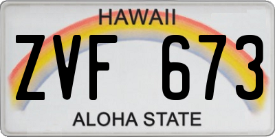 HI license plate ZVF673