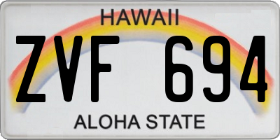 HI license plate ZVF694