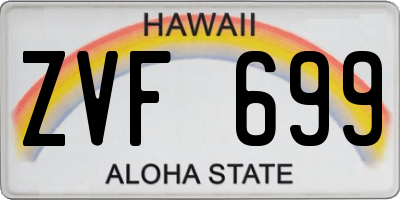 HI license plate ZVF699