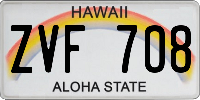 HI license plate ZVF708