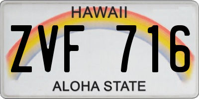HI license plate ZVF716