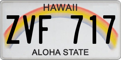 HI license plate ZVF717