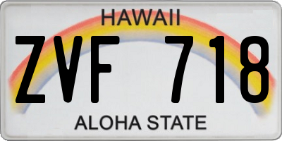 HI license plate ZVF718