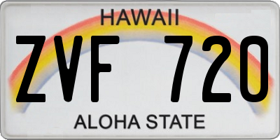 HI license plate ZVF720