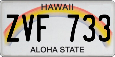 HI license plate ZVF733