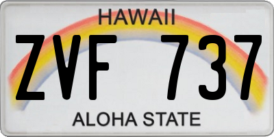 HI license plate ZVF737