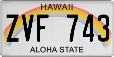 HI license plate ZVF743
