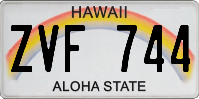HI license plate ZVF744
