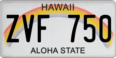 HI license plate ZVF750