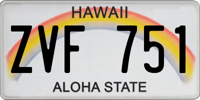 HI license plate ZVF751