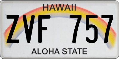 HI license plate ZVF757