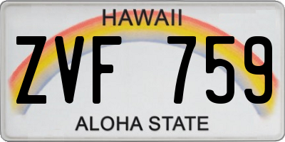 HI license plate ZVF759