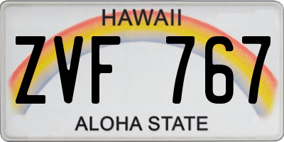 HI license plate ZVF767