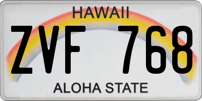 HI license plate ZVF768