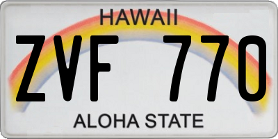 HI license plate ZVF770