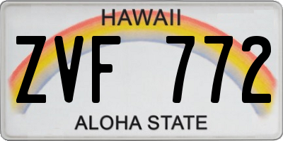 HI license plate ZVF772