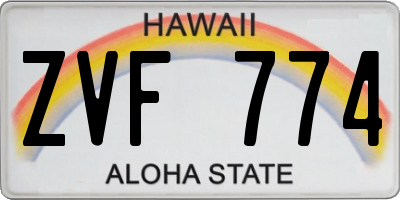 HI license plate ZVF774