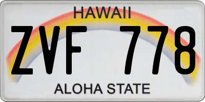 HI license plate ZVF778