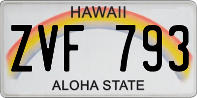 HI license plate ZVF793