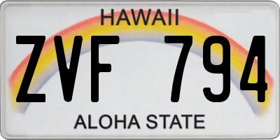 HI license plate ZVF794