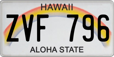 HI license plate ZVF796