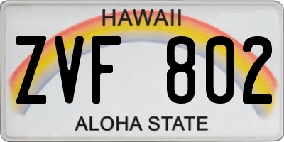 HI license plate ZVF802