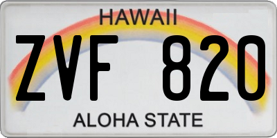 HI license plate ZVF820