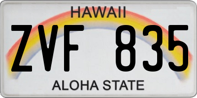 HI license plate ZVF835