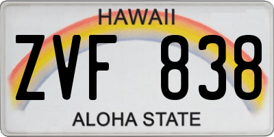 HI license plate ZVF838