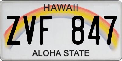HI license plate ZVF847