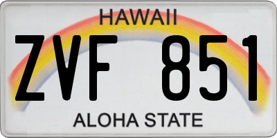 HI license plate ZVF851