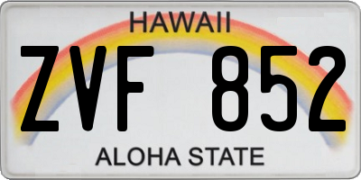 HI license plate ZVF852