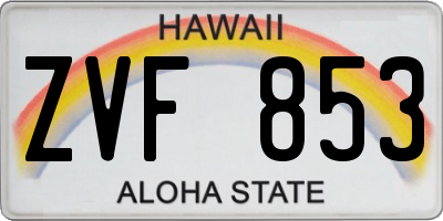 HI license plate ZVF853