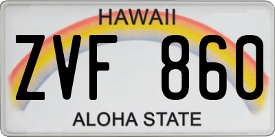 HI license plate ZVF860
