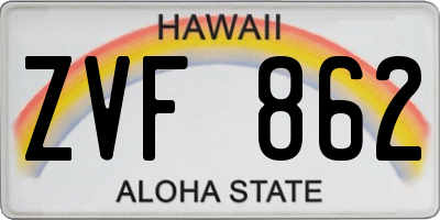 HI license plate ZVF862