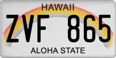 HI license plate ZVF865