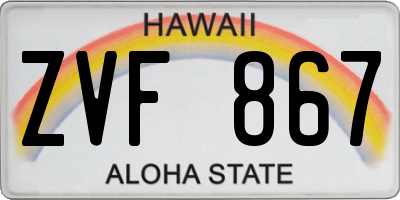 HI license plate ZVF867